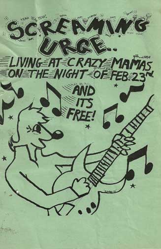 Green,xeroxed,liveatCrzyMana'sFeb.23,cartoonguitaristwithRudlphnose